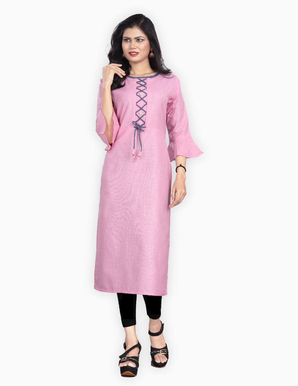 Rayon Kurti (Pink) Womens Clothing