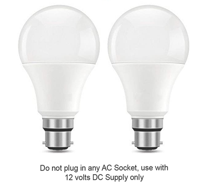 12v DC LED Bulb, B22 Type Holder, Directly Run on Any 12 Volts Battery Supply