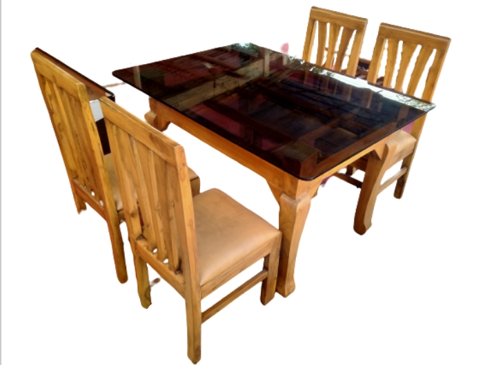 Wooden Dining Table Four Chairs
