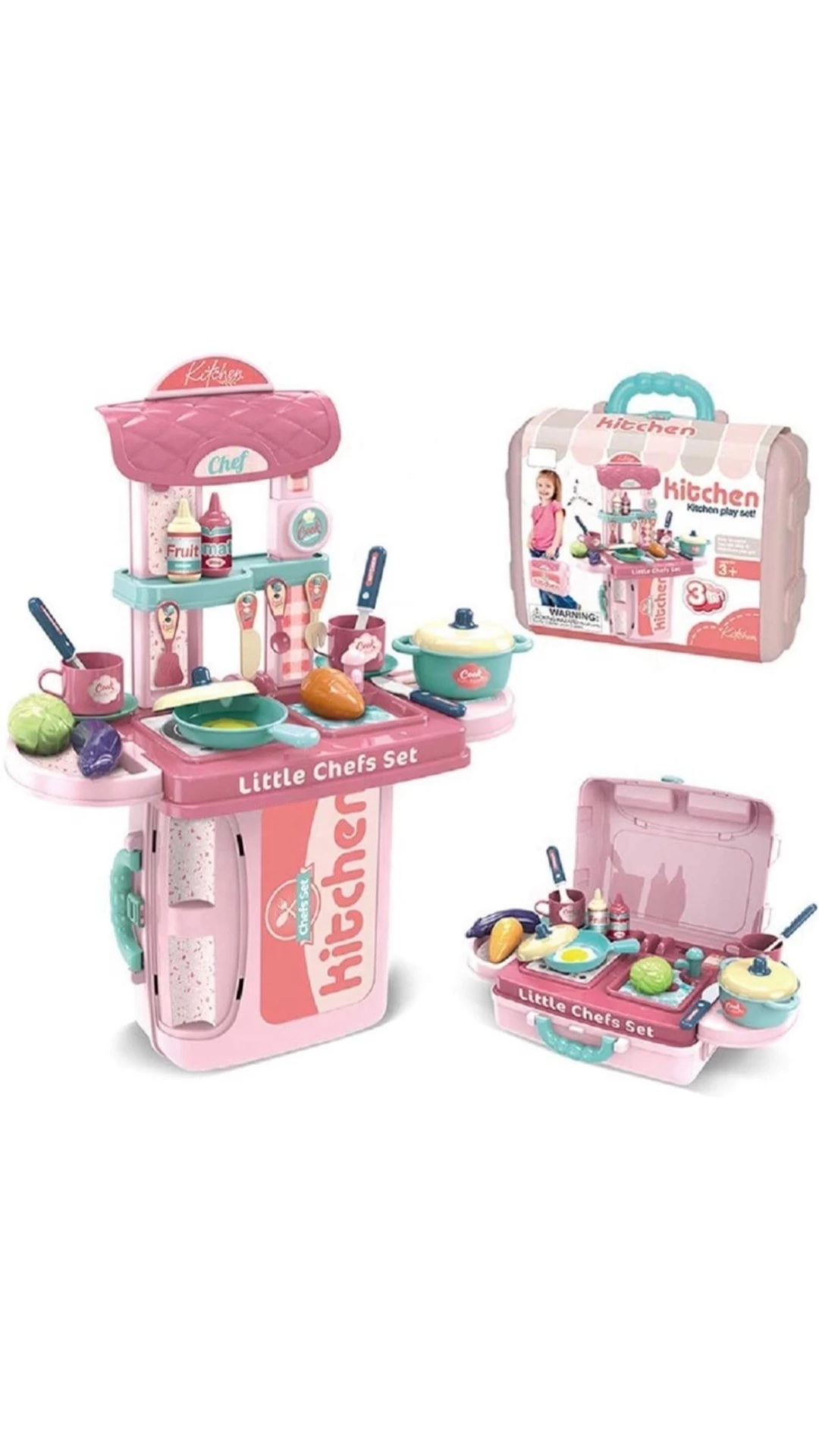 3 in 1 kitchen cooking set with cute portable suitcase