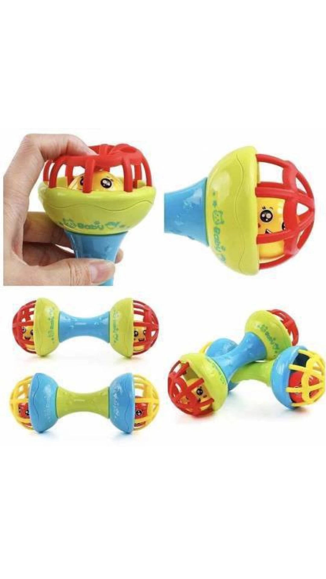 Baby born rattles hand bell dummbell with grasping gums teether