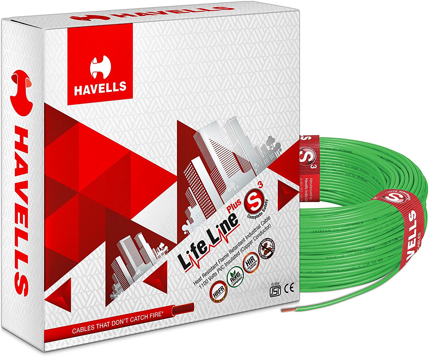 Havells 0.75sqmm HRFR Single Core PVC Insulated Unsheathes Cable (Copper Conductor)