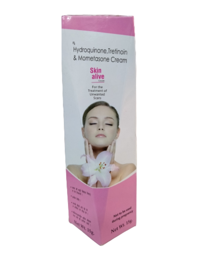 Skin Alive Cream 15g. (For the Treatment of Unwanted Scars) Hydroquinone, Tretinoin and Mometasone 
