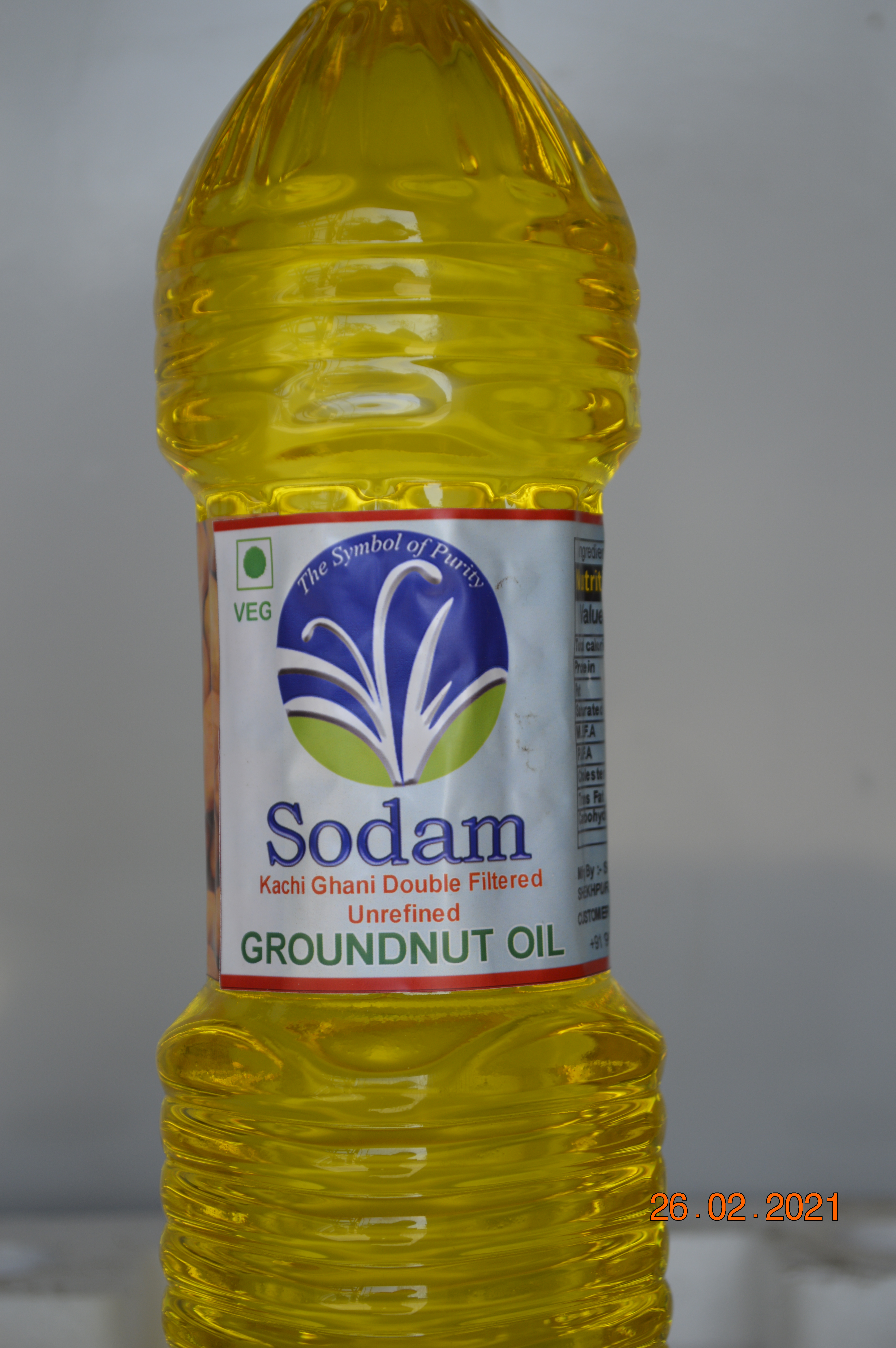 Sodam Groundnut Oil 1 Ltr.  (Kachi Ghani Unrefined Double Filtered)
