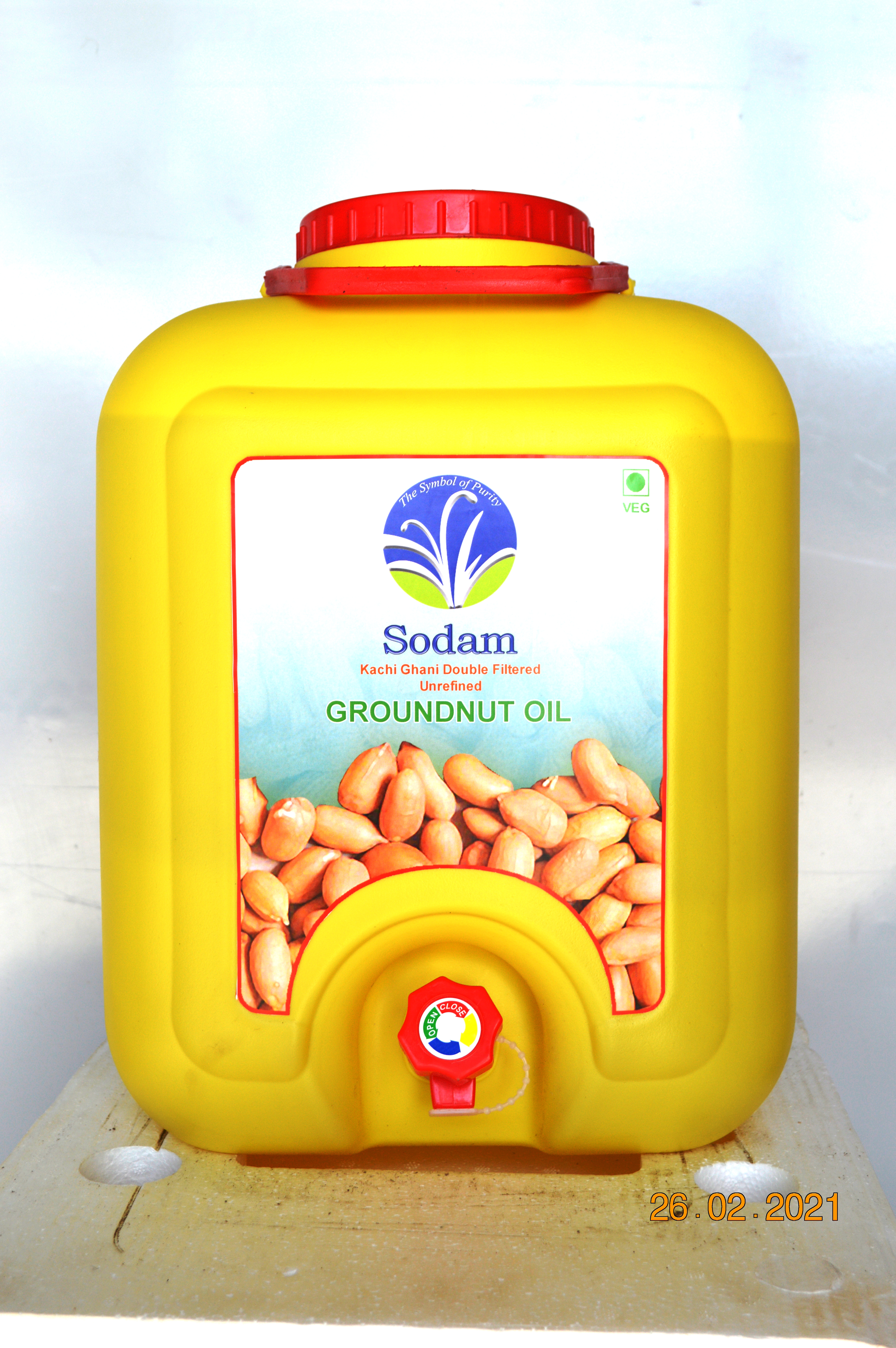 Sodam Groundnut Oil 15 Ltr.  (Kachi Ghani Unrefined Double Filtered)