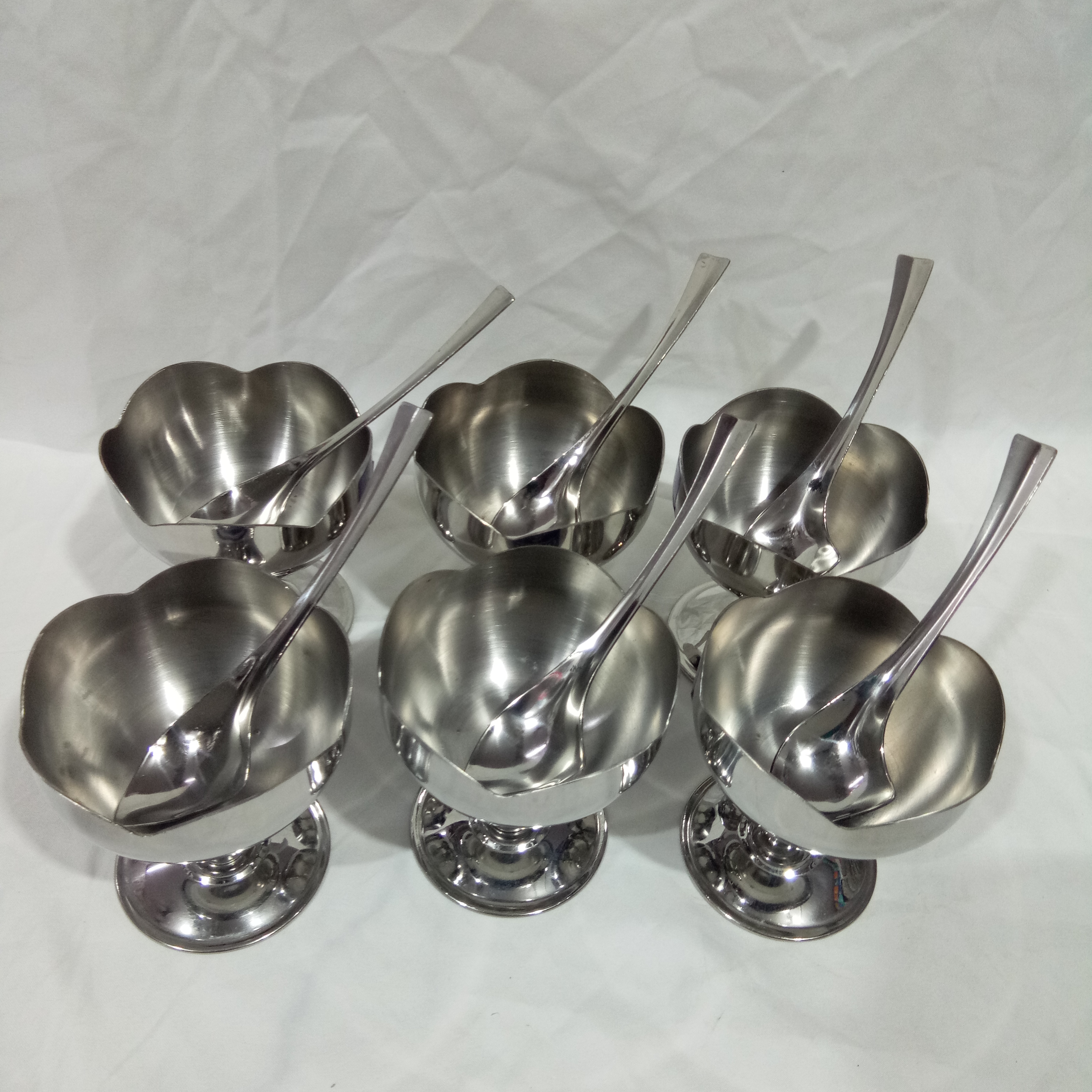 Ice Cream Bowl Set (6pcs. Stainless Steel with Spoons)