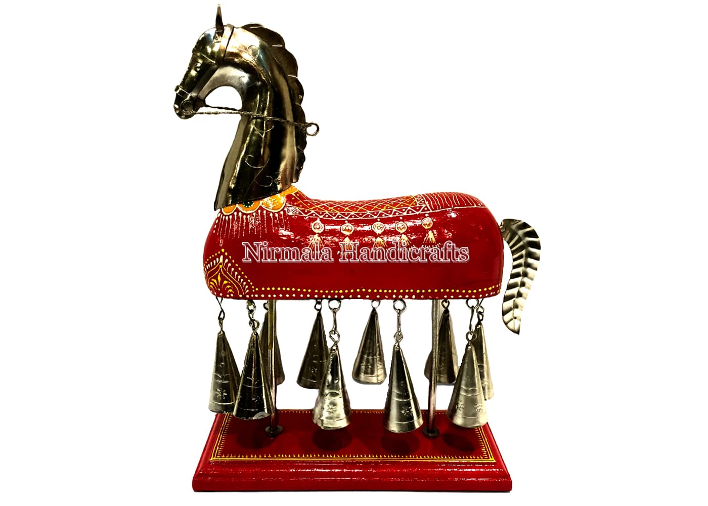 Indune Lifestyle Hand Painted Wood and Metal Bell Horse