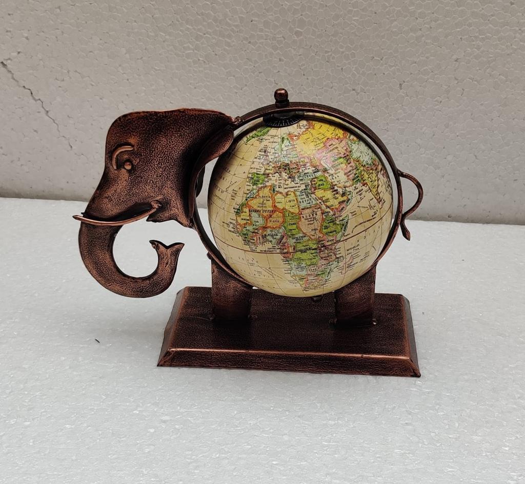 metal Painted Globe elephant