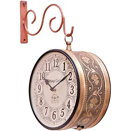 CRAFTEL Metal Analog Double Sided Vintage Station Wall Clock english number