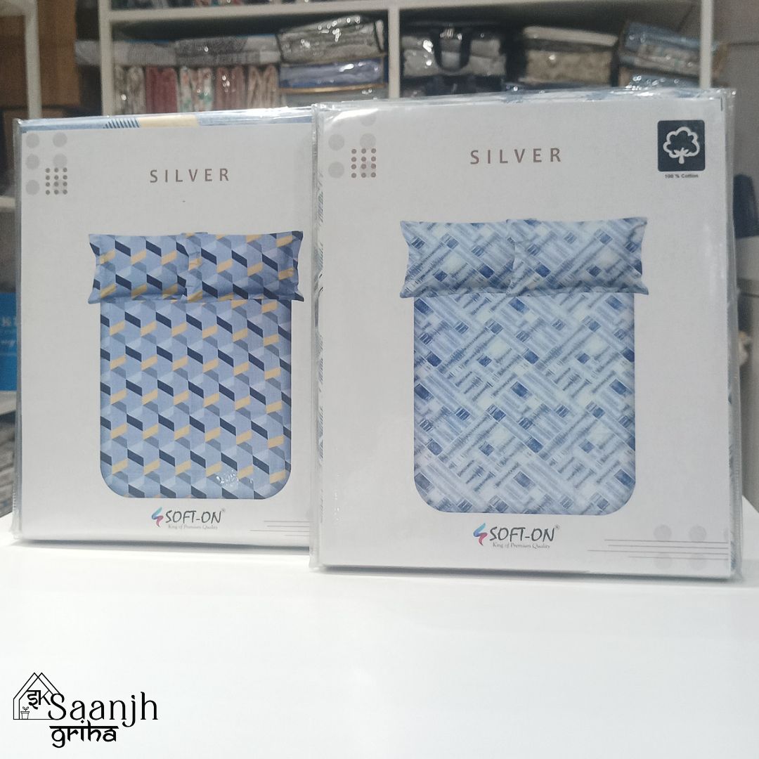 SOFTON SILVER SINGLE BED BEDSHEET 